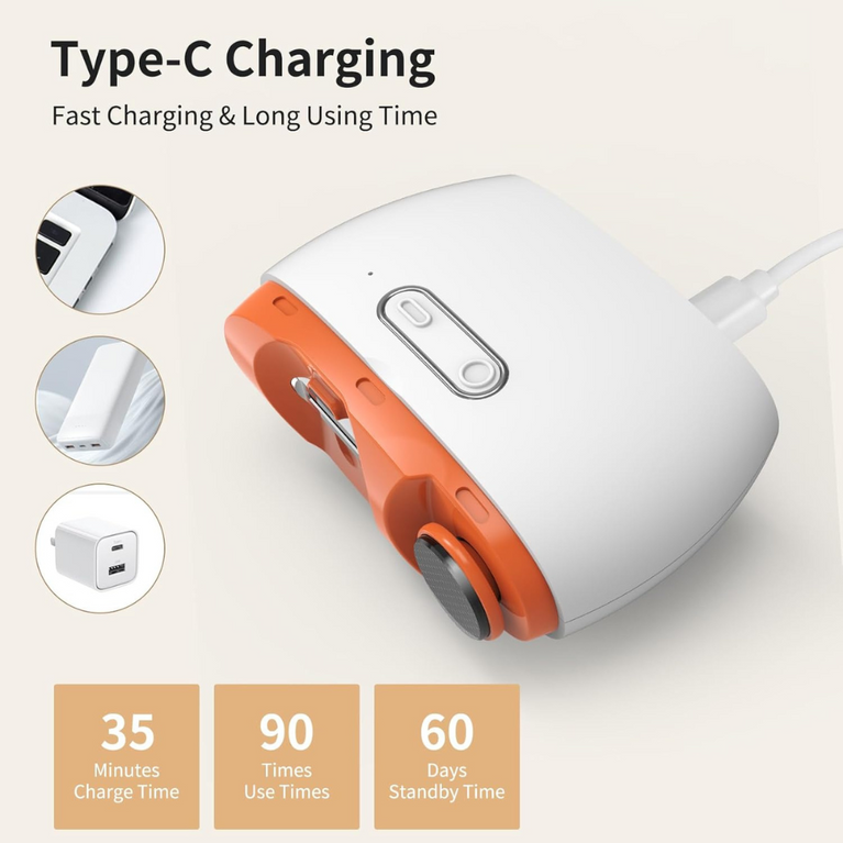 Rechargeable Electric Nail Clipper & Polisher 2-in-1