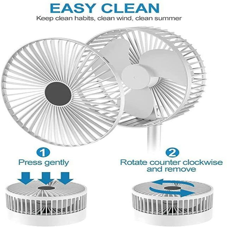 Rechargeable AC/DC Table Wall Fan – Portable, Dual-Speed, USB Charging, Lightweight (450g)