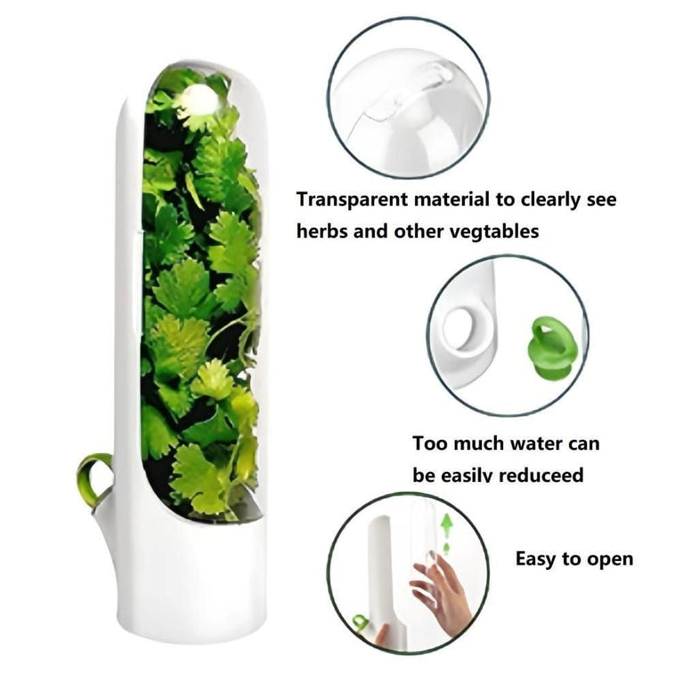 Fresh Herb & Vegetable Preservation Bottle | Refrigerator Storage Container | Herb Saver Pod