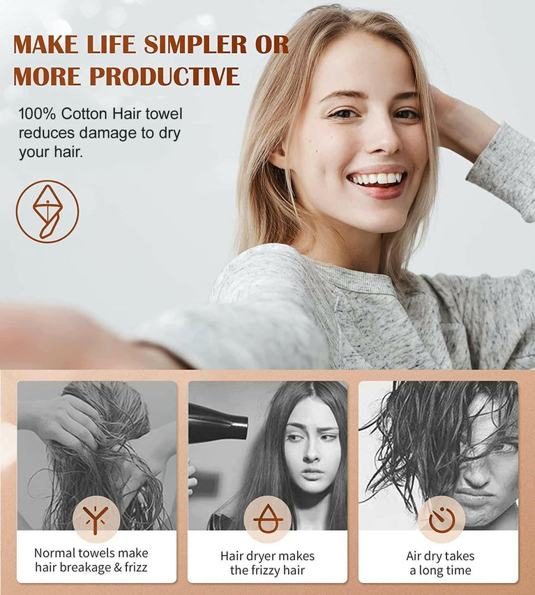 Hair Towel Wrap Quick Dry 100% Cotton