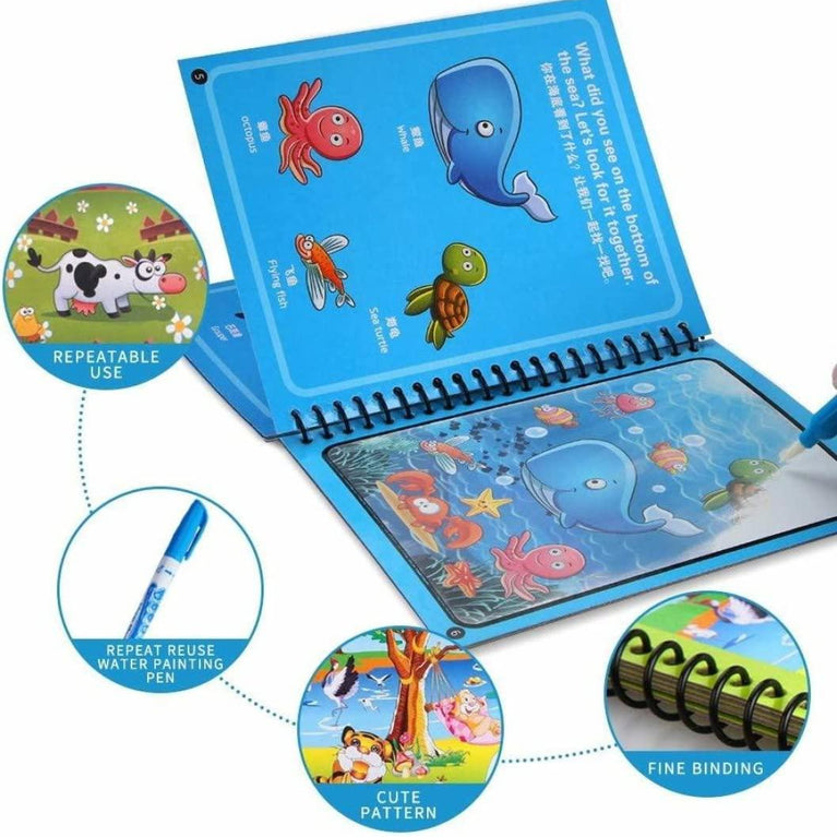 Reusable Magic Water Quick Dry Book – Mess-Free Coloring Fun for Kid