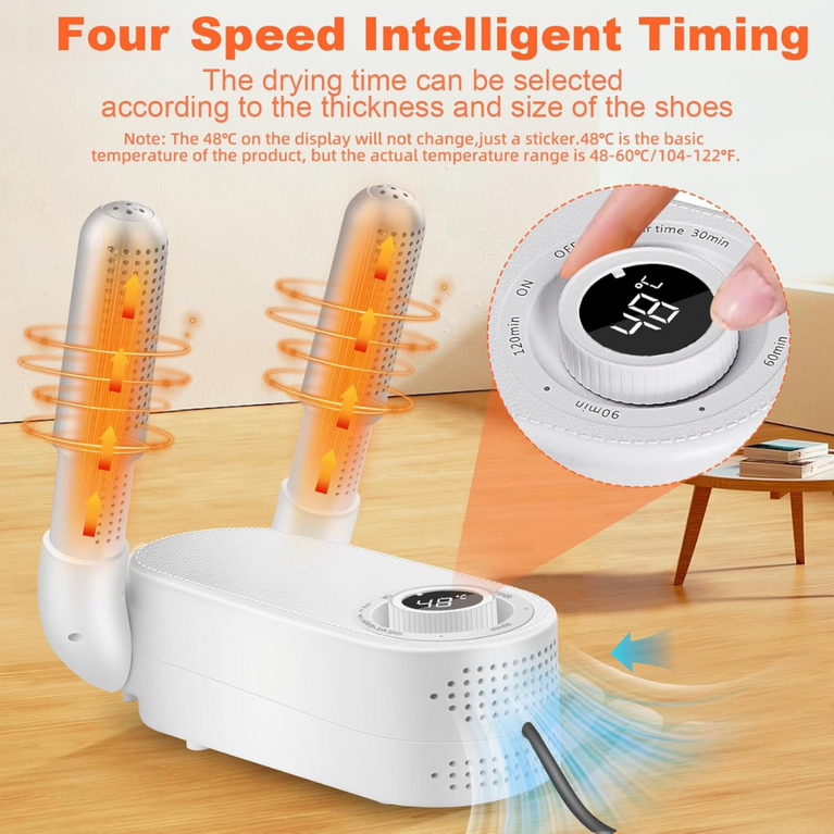 Electric Shoe & Boot Dryer | Glove & Socks Warmer | 360° Heat Blower with 4 Timer Modes | Folding Smart Panel Design