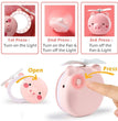 Cartoon Cute Pig LED Lights Mirror Pocket Fan