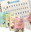 Number Tracing Magic Practice Copybook for Preschoolers with Pen, Magic Copybook Set Practical Reusable Writing Tool Simple Hand Lettering (Set of 4 Books + 10 Refill + 1 Pan)