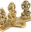 Design Gold Plated Lakshmi Ganesh Saraswati Idol with Deepak Showpiece