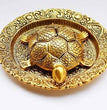 Tortoise on Glass Plate with Golden Border Vastu Yantra Showpiece