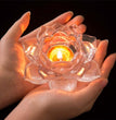Glass Lotus Flower Tea Light Candle Holder Set