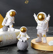 Astronaut Spaceman Statue Ornament Home Office Desktop Figurine Decors Set of 3 - Golden