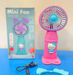 Portable Handheld Fan with Light and 2 Speed Mode, Battery Operated Fan with Base Stand USB Charger