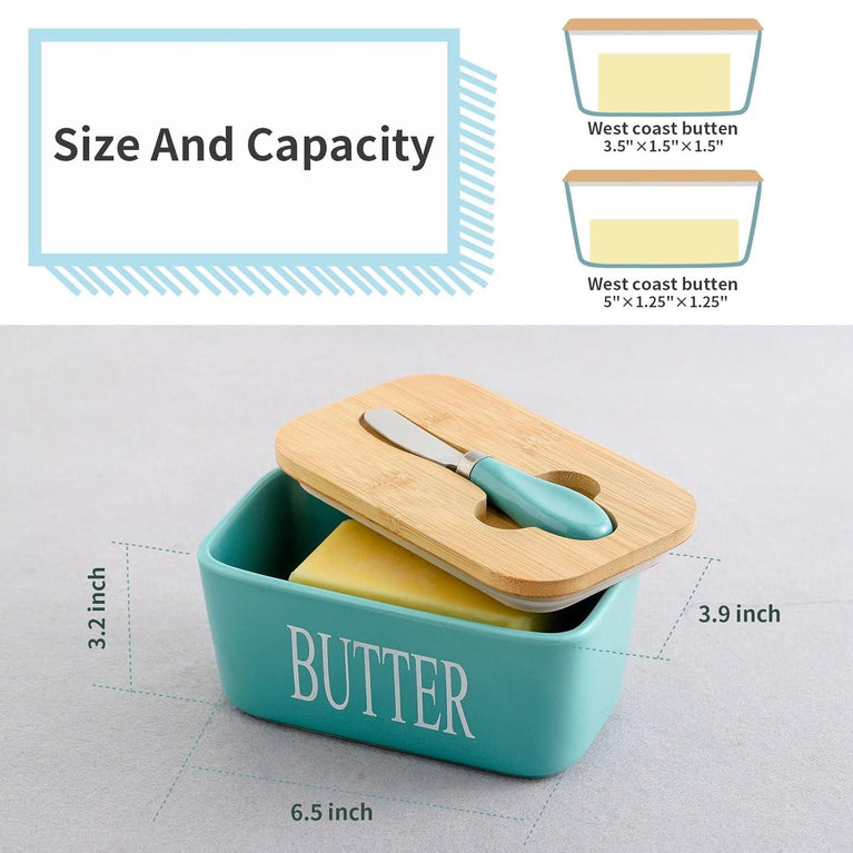 Ceramic Butter Dish with Wooden Lid