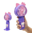 Portable Handheld Fan with Light and 2 Speed Mode, Battery Operated Fan with Base Stand USB Charger