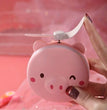 Cartoon Cute Pig LED Lights Mirror Pocket Fan