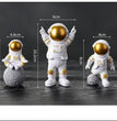 Astronaut Spaceman Statue Ornament Home Office Desktop Figurine Decors Set of 3 - Golden