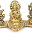 Design Gold Plated Lakshmi Ganesh Saraswati Idol with Deepak Showpiece