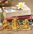 Design Gold Plated Lakshmi Ganesh Saraswati Idol with Deepak Showpiece