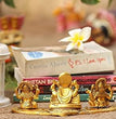 Design Gold Plated Lakshmi Ganesh Saraswati Idol with Deepak Showpiece