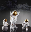 Astronaut Spaceman Statue Ornament Home Office Desktop Figurine Decors Set of 3 - Golden