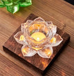 Glass Lotus Flower Tea Light Candle Holder Set