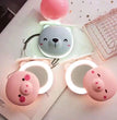 Cartoon Cute Pig LED Lights Mirror Pocket Fan