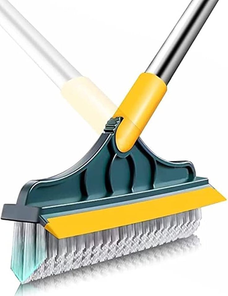 Floor Brush- 2 In 1 Long Handle Wiper Stiff Bristle Floor Brush