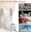 Electric Shoe & Boot Dryer | Glove & Socks Warmer | 360° Heat Blower with 4 Timer Modes | Folding Smart Panel Design