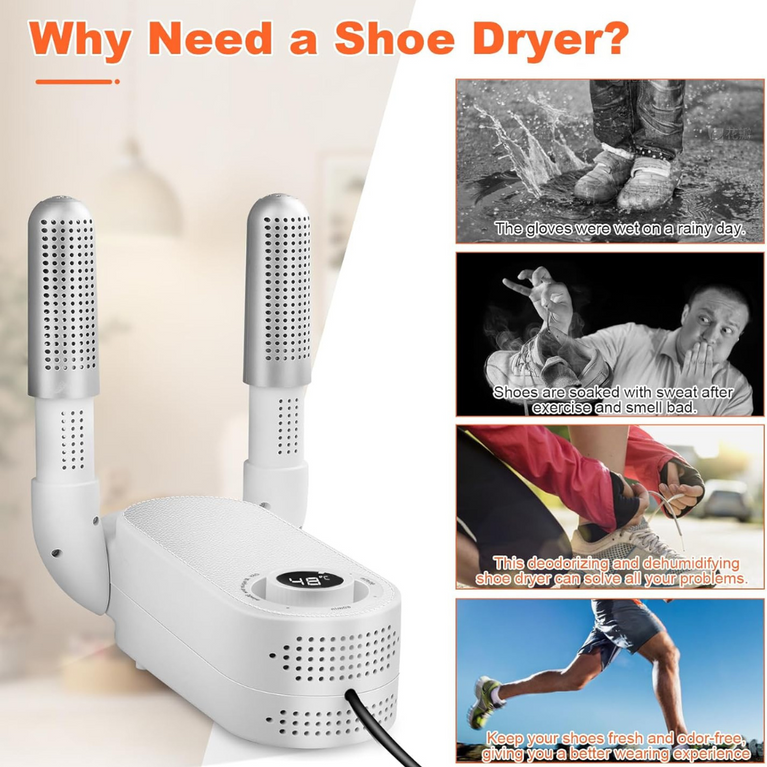 Electric Shoe & Boot Dryer | Glove & Socks Warmer | 360° Heat Blower with 4 Timer Modes | Folding Smart Panel Design